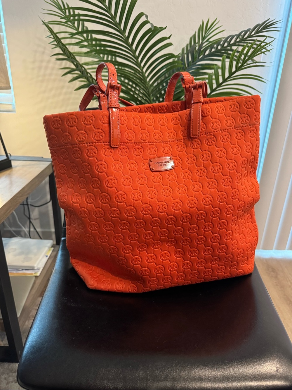 Michael Kors Orange Logo-Embossed Tote